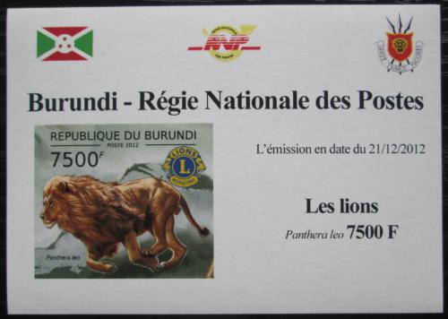 Poštová známka Burundi 2012 Lev neperf. DELUXE Mi# 2832 B Block