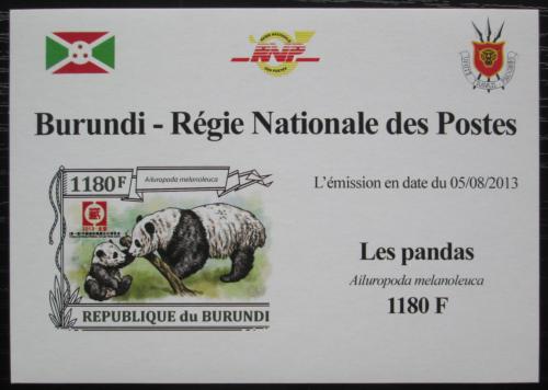 Poštová známka Burundi 2013 Pandy neperf. DELUXE Mi# N/N