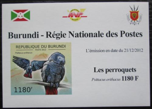Potov znmka Burundi 2013 Papouek ed neperf. DELUXE Mi# 2813 B Block