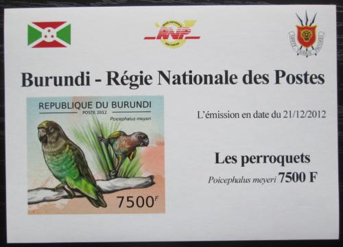 Potov znmka Burundi 2013 Papouek lutotemenn neperf DELUXE Mi# 2817 B Block