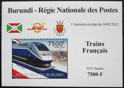 Potov znmka Burundi 2012 Lokomotva TGV Duplex Mi# 2457 Block