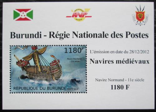 Poštová známka Burundi 2012 Støedovìká plachetnice DELUXE Mi# 2858 Block