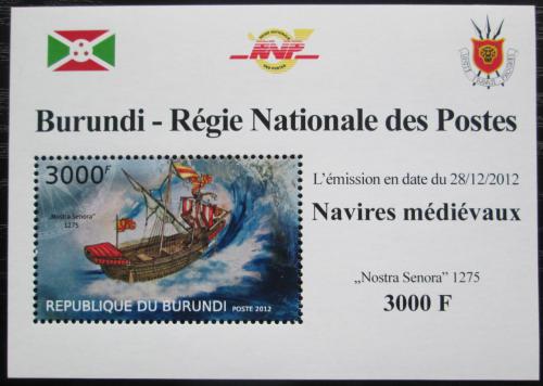 Poštová známka Burundi 2012 Støedovìká plachetnice DELUXE Mi# 2861 Block