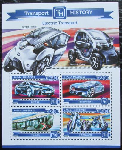 Poštové známky Maldivy 2015 Elektrická vozidla Mi# 5525-28 Kat 10€