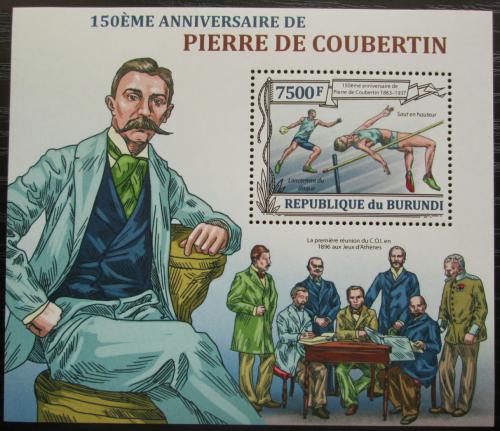 Poštová známka Burundi 2013 Olympijské hry, Coubertin Mi# Block 362 Kat 9€ - zväèši� obrázok