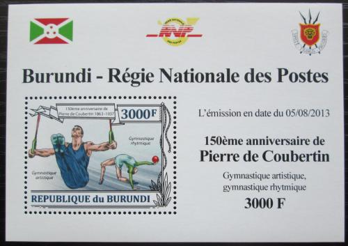 Potov znmka Burundi 2013 Olympijsk hry, Pierre Coubertin Mi# 3191 Block  - zvi obrzok