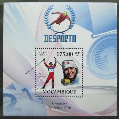 Poštová známka Mozambik 2010 Marit Bjoergen, lyžaøka Mi# Block 330 Kat 10€