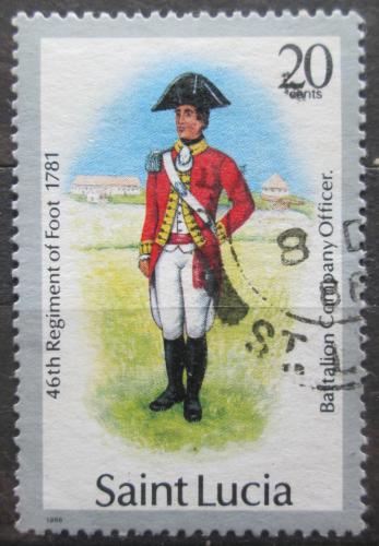 Poštová známka Svätá Lucia 1986 Vojenská uniforma Mi# 750 II