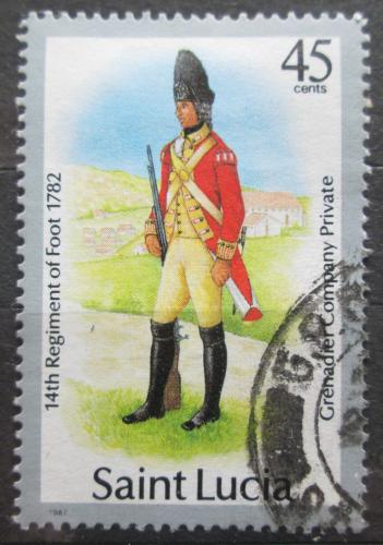 Poštová známka Svätá Lucia 1987 Vojenská uniforma Mi# 754 II 