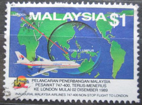 Poštová známka Malajsie 1989 Lietadlo Boeing 747 Mi# 415 Kat 6€