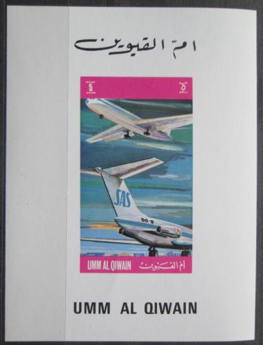 Poštová známka Umm al-Kuvajn 1972 Lietadla Scandinavian Airlines Mi# 603 B Block