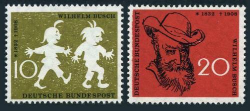 Poštové známky Nemecko 1958 Max a Moritz, Wilhelm Busch Mi# 281-82