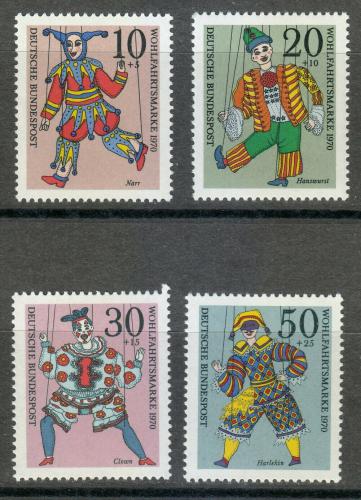 Poštové známky Nemecko 1970 Loutky Mi# 650-53
