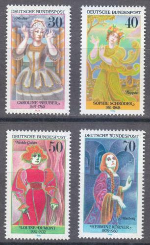 Poštové známky Nemecko 1976 Hereèky Mi# 908-11