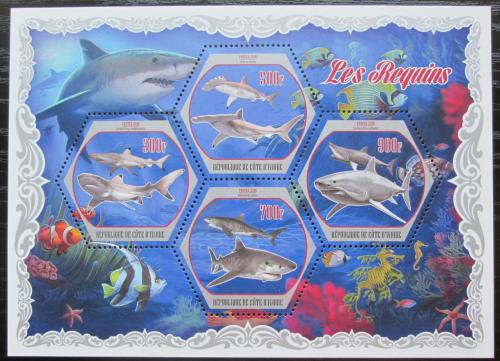 Poštové známky Pobrežie Slonoviny 2018 Žraloky Mi# Mi# N/N