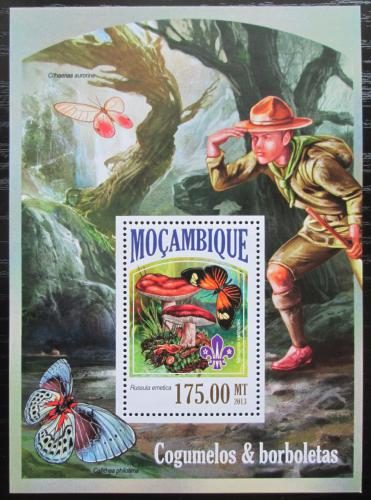 Poštová známka Mozambik 2013 Motýle, huby a skauti Mi# Block 828 Kat 10€