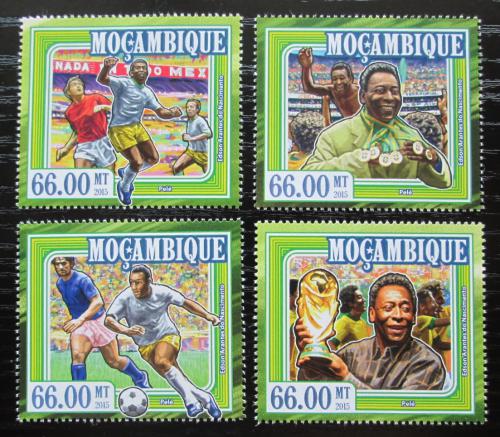 Poštové známky Mozambik 2015 Pelé, futbalista Mi# 7800-03 Kat 15€