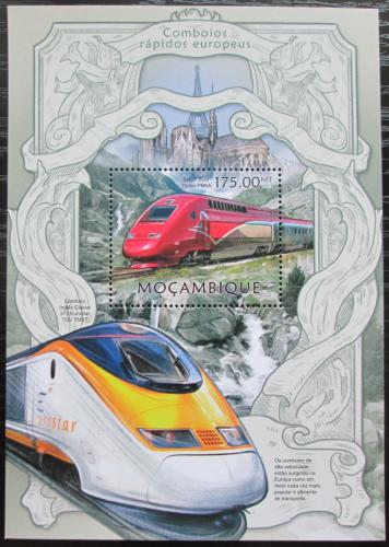 Poštová známka Mozambik 2013 Moderní lokomotívy Mi# Block 716 Kat 10€