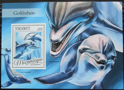 Poštová známka Mozambik 2016 Delfíny Mi# Block 1160 Kat 20€