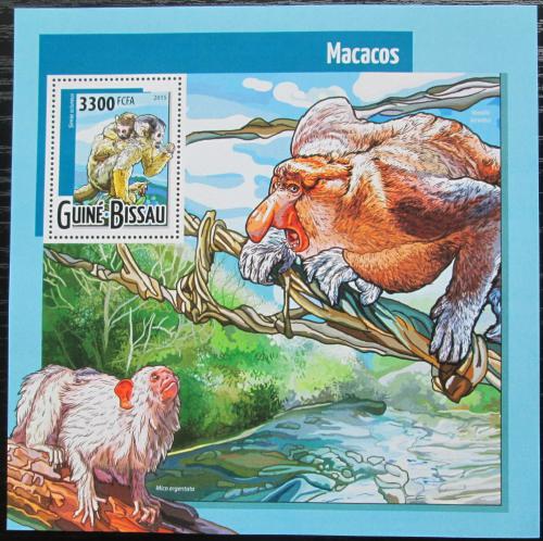Poštová známka Guinea-Bissau 2015 Opice Mi# Block 1387 Kat 12€