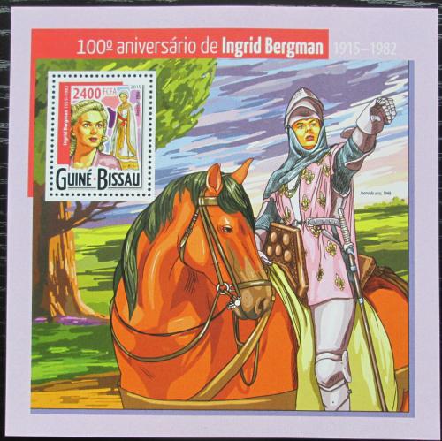 Poštová známka Guinea-Bissau 2015 Ingrid Bergman, hereèka Mi# Block 1368 Kat 9€
