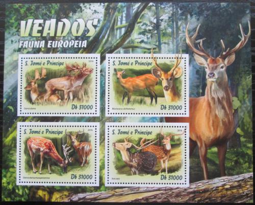 Poštové známky Svätý Tomáš 2016 Evropští jeleni Mi# 6741-44 Kat 12€