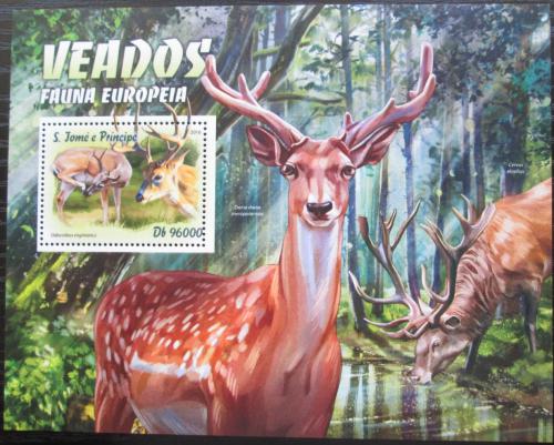 Poštová známka Svätý Tomáš 2016 Evropští jeleni Mi# Block 1198 Kat 10€