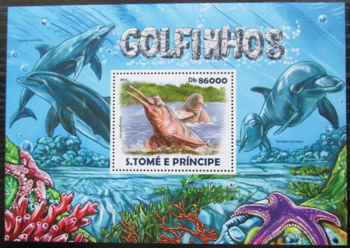 Poštová známka Svätý Tomáš 2015 Delfíny Mi# Block 1087 Kat 8.50€