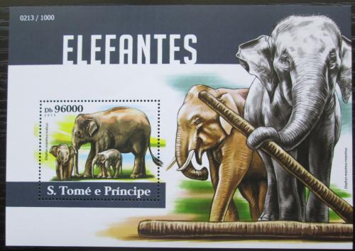 Poštová známka Svätý Tomáš 2015 Slony Mi# Block 1120 Kat 10€