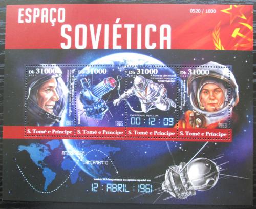 Poštové známky Svätý Tomáš 2015 Sovietsky prieskum vesmíru Mi# 6370-73 Kat 12€