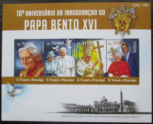 Poštové známky Svätý Tomáš 2015 Papež Benedikt XVI. Mi# 6263-66 Kat 12€