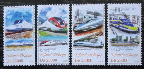 Poštové známky Svätý Tomáš 2013 Moderní lokomotívy Mi# 5201-04 Kat 10€