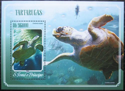 Poštová známka Svätý Tomáš 2014 Korytnaèky Mi# Block 1035 Kat 10€