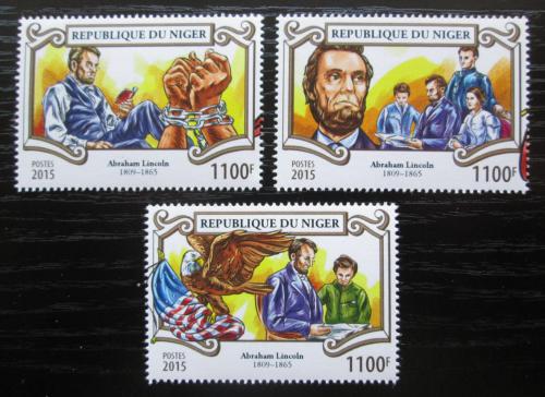 Poštové známky Niger 2015 Abraham Lincoln Mi# Mi# 3558-60 Kat 13€