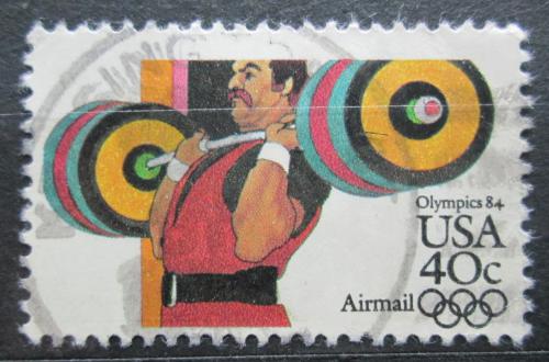 Poštová známka USA 1983 LOH Los Angeles, vzpírání Mi# 1625 A
