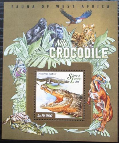Poštová známka Sierra Leone 2015 Krokodýl nilský Mi# Block 722