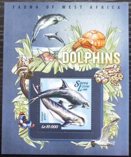 Poštová známka Sierra Leone 2015 Delfíny Mi# Block 748
