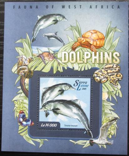 Poštová známka Sierra Leone 2015 Delfíny Mi# Block 749