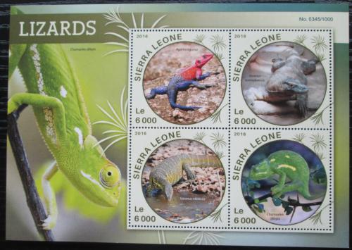 Poštové známky Sierra Leone 2016 Jašterice Mi# 6833-36 Kat 11€