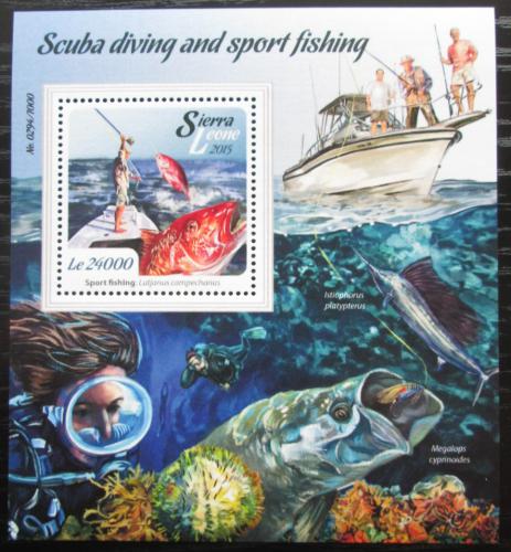 Poštová známka Sierra Leone 2015 Športovní rybolov Mi# Block 884 Kat 11€