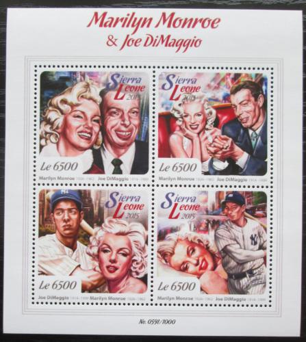 Poštové známky Sierra Leone 2015 Marilyn Monroe J. DiMaggio Mi# 6793-96 Kat 12€ 