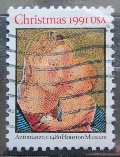 Potov znmka USA 1991 Vianoce, umenie, Antoniazzo Romano Mi# 2194 A - zvi obrzok
