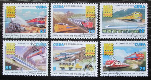 Poštové známky Kuba 2006 Lokomotívy, vlaky Mi# 4862-67