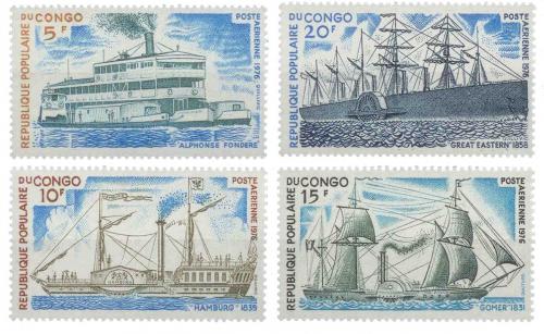 Poštové známky Kongo 1976 Lode Mi# 514-17