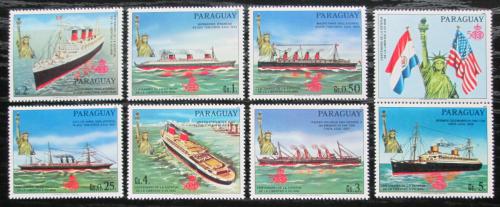 Poštové známky Paraguaj 1986 Lode a Socha slobody s kupónem Mi# 4003-09