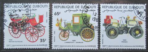 Poštové známky Džibutsko 1984 Historické automobily Mi# 424-26