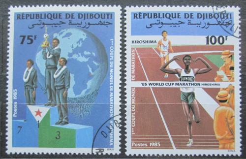 Poštové známky Džibutsko 1985 Maratón Hiroshima Mi# 452-53 