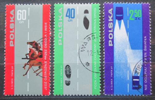 Poštové známky Po¾sko 1969 Bezpeènos� silnièního provozu Mi# 1959-61