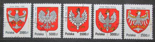 Poštové známky Po¾sko 1992 Mìstské erby Mi# 3420-24