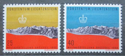 Poštové známky Lichtenštajnsko 1958 Svìtová výstava v Bruselu Mi# 369-70